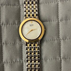 Citizen elegance  Two-Tone Gold and Silver Watch with mother of pearl face